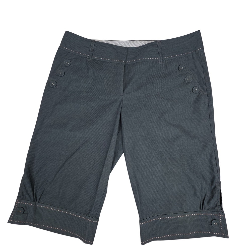 Cartonnier Anthropologie Sailor Long Shorts Women 14 Gray Pink Stitch Cotton